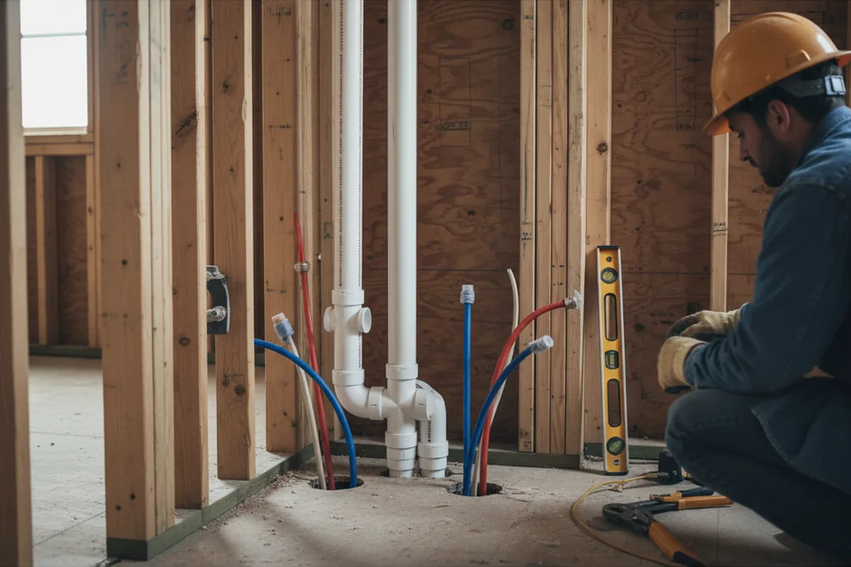 Drain and supply rough-in during Drain Cleaning in Paulsboro