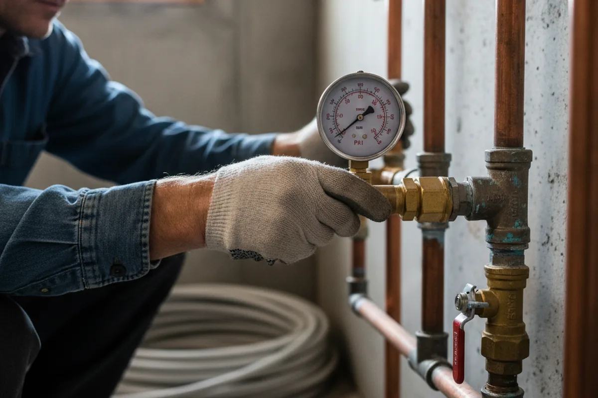 Pressure testing a repaired line during Water Line Repair in Paulsboro